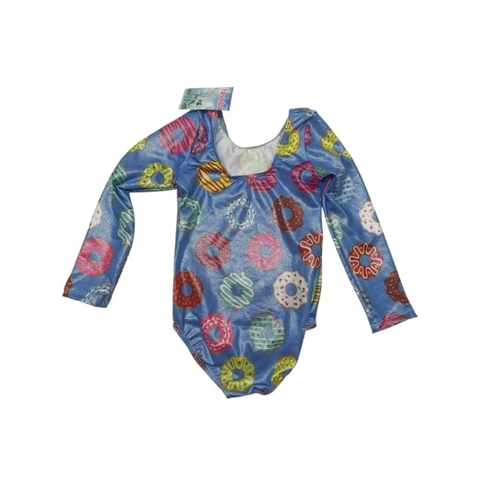 Colorful Donut Print Long Sleeve Gymnastics leotard Girls: S dance outfit